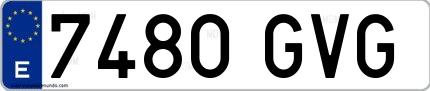 Ejemplo de matrícula española 7480 GVG