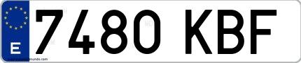 Ejemplo de matrícula española 7480 KBF