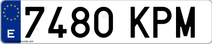 Ejemplo de matrícula de coche ordinaria 7480 KPM