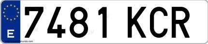 Ejemplo de matrícula española 7481 KCR
