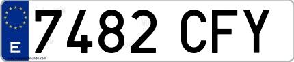 Ejemplo de matrícula española 7482 CFY