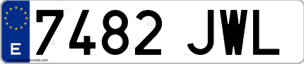 Ejemplo de matrícula de coche ordinaria 7482 JWL