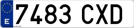 Ejemplo de matrícula española 7483 CXD