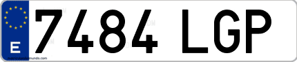 Ejemplo de matrícula de coche ordinaria 7484 LGP