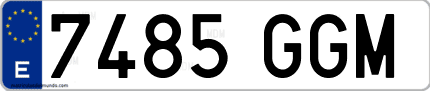 Ejemplo de matrícula de coche ordinaria 7485 GGM