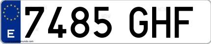 Ejemplo de matrícula española 7485 GHF