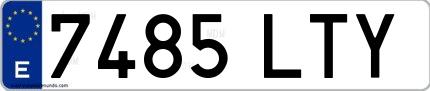 Ejemplo de matrícula española 7485 LTY