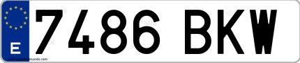Ejemplo de matrícula española 7486 BKW