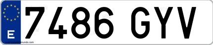 Ejemplo de matrícula española 7486 GYV