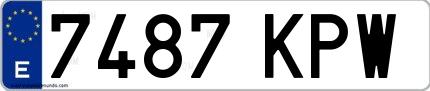 Ejemplo de matrícula española 7487 KPW