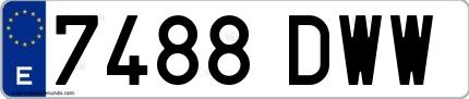 Ejemplo de matrícula española 7488 DWW