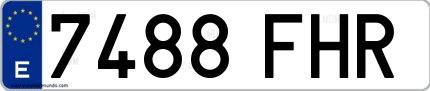 Ejemplo de matrícula española 7488 FHR