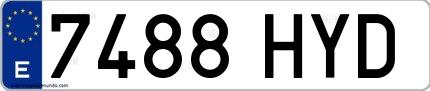 Ejemplo de matrícula española 7488 HYD