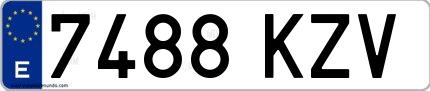 Ejemplo de matrícula española 7488 KZV