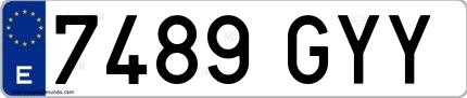 Ejemplo de matrícula española 7489 GYY