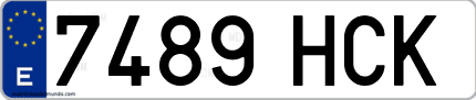 Ejemplo de matrícula de coche ordinaria 7489 HCK