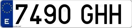 Ejemplo de matrícula española 7490 GHH