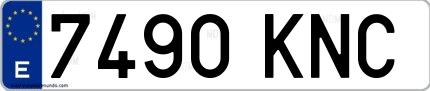 Ejemplo de matrícula española 7490 KNC
