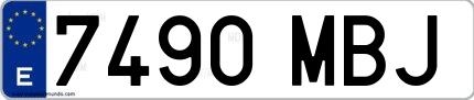 Ejemplo de matrícula española 7490 MBJ