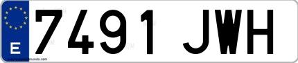 Ejemplo de matrícula española 7491 JWH