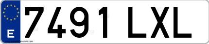 Ejemplo de matrícula española 7491 LXL