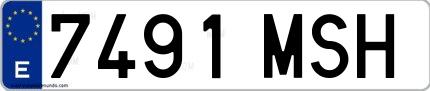 Ejemplo de matrícula española 7491 MSH