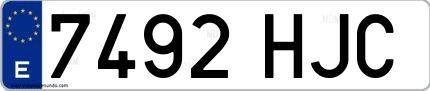 Ejemplo de matrícula española 7492 HJC