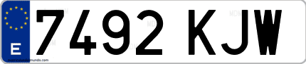 Ejemplo de matrícula de coche ordinaria 7492 KJW