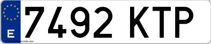Ejemplo de matrícula española 7492 KTP