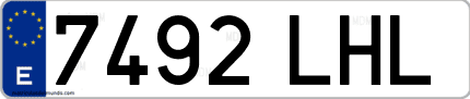 Ejemplo de matrícula de coche ordinaria 7492 LHL