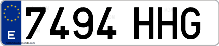 Ejemplo de matrícula de coche ordinaria 7494 HHG