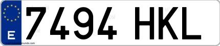 Ejemplo de matrícula española 7494 HKL