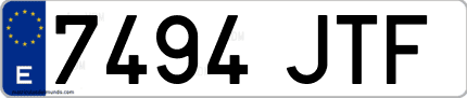 Ejemplo de matrícula de coche ordinaria 7494 JTF
