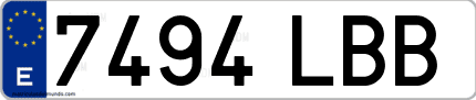 Ejemplo de matrícula de coche ordinaria 7494 LBB