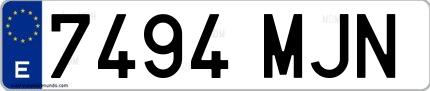 Ejemplo de matrícula española 7494 MJN