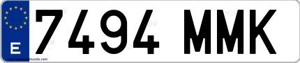 Ejemplo de matrícula española 7494 MMK