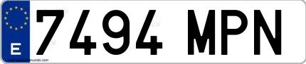 Ejemplo de matrícula española 7494 MPN