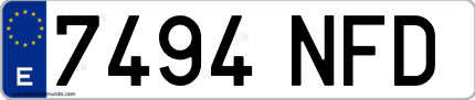 Ejemplo de matrícula de coche ordinaria 7494 NFD