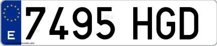 Ejemplo de matrícula española 7495 HGD