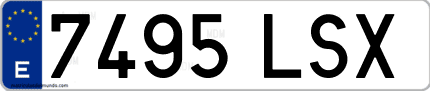 Ejemplo de matrícula de coche ordinaria 7495 LSX
