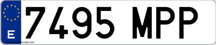Ejemplo de matrícula de coche ordinaria 7495 MPP