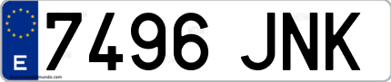 Ejemplo de matrícula de coche ordinaria 7496 JNK