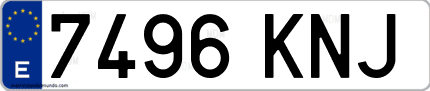 Ejemplo de matrícula de coche ordinaria 7496 KNJ