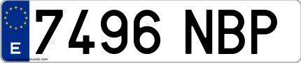 Ejemplo de matrícula española 7496 NBP