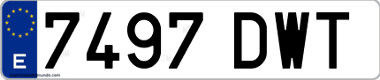 Ejemplo de matrícula de coche ordinaria 7497 DWT