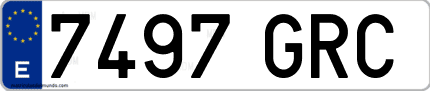 Ejemplo de matrícula de coche ordinaria 7497 GRC
