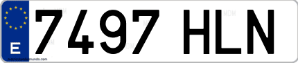 Ejemplo de matrícula de coche ordinaria 7497 HLN