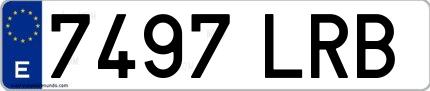 Ejemplo de matrícula española 7497 LRB