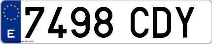 Ejemplo de matrícula de coche ordinaria 7498 CDY