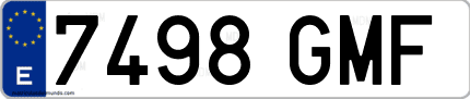 Ejemplo de matrícula de coche ordinaria 7498 GMF